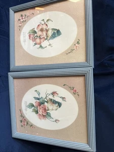 Carolyn Shores Wright Anthropomorphic Blue Birds Framed Signed Watercolor Print - Picture 1 of 8