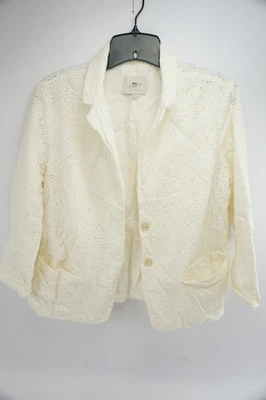 Chaqueta Blazer Ann Taylor Loft Petite Marfil Encaje Vintage en muy buena condición con Bolsillos Talla 10 Foto 1 de 4