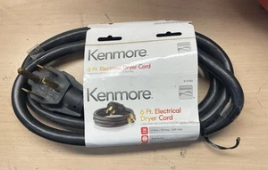 Kenmore 6 Ft. Electrical Dryer Cord 4 Prong Plug 30 AMP Heavy Duty 250V 57001 - Picture 1 of 5