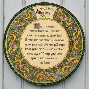 30cm Metal Wall Plaque Irish Blessing Print Celtic Knots Wishes Hanging Decor - Picture 1 of 8