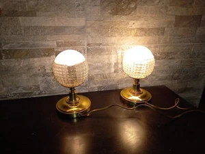 Pair Table Lamps Vintage Murano Glass Pink Old Lamp - Picture 1 of 11