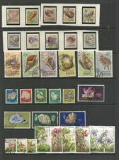 KENYA 1971,'77 & '83 -USED STAMPS FROM SEASHELLS, MINERALS & FLOWERS STAMP SETS