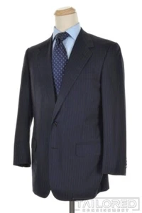 OXXFORD CLOTHES blau gestreift Wolle Jacke Hose ANZUG Herren - MASSGESCHNEIDERT 42 R - Bild 1 von 10