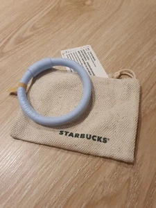 Starbucks Blue Reusable Silicone Straw Bracelet With Pouch • Easy Clean • New - Picture 1 of 3