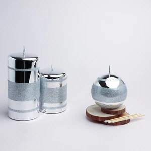 G Decor Mirror Glass Effect Clarae Limited Edition Hand-Finished Silver Candles - Picture 1 of 7