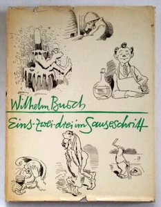 WILHELM BUSCH Eins-Zwei-Drei im Sauseschritt Vintage German Satirical Cartoons - Picture 1 of 13