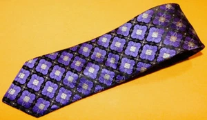 MEN'S IKE BEHAR MADE IN U.S.A. BLACK/PURPLE/YELLOW FLORAL TIE - DESIGNER TIES. - Picture 1 of 3
