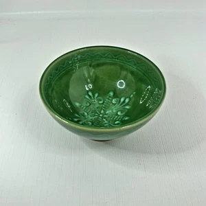 Signed Hungarian Green Pottery Bowl Banakonyi Handmade Soup Cereal - Picture 1 of 7