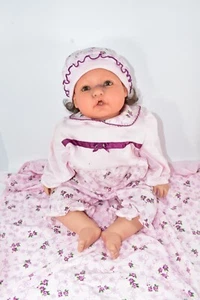 VINTAGE BERENGUER SOFT BODY 23" BABY GIRL DOLL & MATCHING BLANKET - Picture 1 of 8