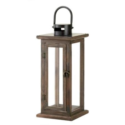 Lodge Wooden Candle Lantern Rustic Style Candleholder Wedding Centerpieces - Image 1 of 3