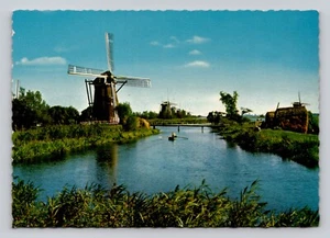 AK Holländische Windmühle Niederlande Kanal - Bild 1 von 2