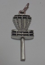 New Disc Golf Basket Zipper Pull.  1.5".  Satin Finish Pewter