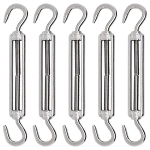 5Pcs M5 Turnbuckle Hook and Hook 304 Stainless Steel Turnbuckle Tensioner Hea... - Picture 1 of 7