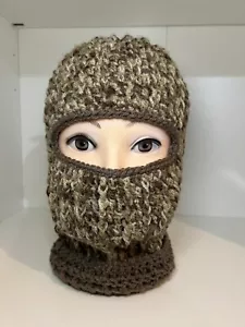 Handmade Crochet Camouflage Balaclava Facemask Ski Mask Size M 52-57cm - Picture 1 of 5