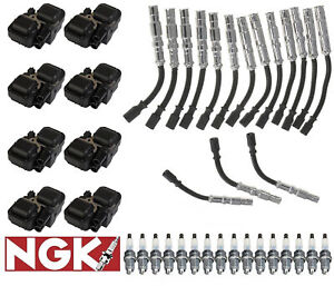 8 MK Ignition Coil & 16 Plug Wire & 16 NGK Laser Platinum Spark Plug For MB ML S