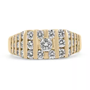 1.65tcw VVS Natural Diamond Mens Cluster Channel Set Bulky Ring Gold 18K - Picture 1 of 12