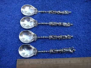 Juego de 4 CUCHARAS DE PLATA ALEMANA APÓSTOL - Probablemente Hanau - Importación austriaca - Nuremberg Mk - Imagen 1 de 10