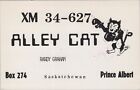 CB radio QSL postcard cat comic Randy Graham 1960s Prince Albert Saskatchewan