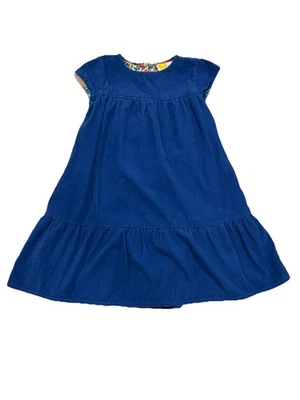 Mini Boden Dress Girl's 9/10Y Blue Corduroy Floral Lined Pockets Tiered Classic - Image 1 of 4