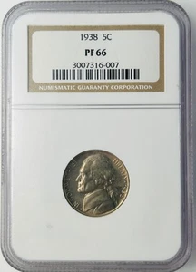 1938 Proof Jefferson Nickel NGC PF66 First Year-Only 19,365 Proof Minted - Picture 1 of 8
