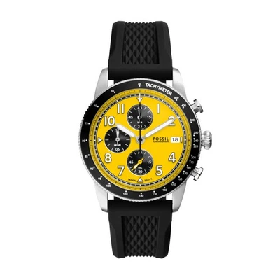 Fossil Mens Sport Tourer Quartz Steel Chronograph Watch  Black Silicone FS6044 - image 1 of 4
