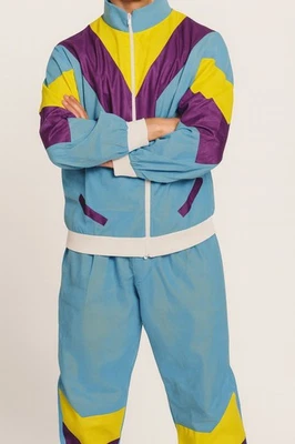 FASCHINGPARTY GMBH 80er Jahre Sportkostüm Herren Trainingsanzug Retro Jogginganzug Karneval M und L