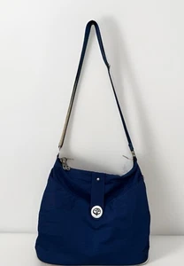 Baggallini Helsinki Large Shoulder Hobo Tote Travel Organizer Bag Blue Silver - Picture 1 of 10