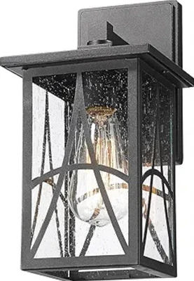 Outdoor Wall Lantern with Seeded Glass – Waterproof Exterior Wall Light Fixture, - Image 1 of 4