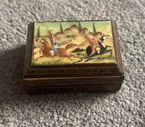 Vintage Collectible Persian Khatam Marquetry Wood Trinket Box - 8.5cm - Picture 1 of 12