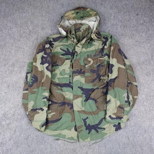 Vintage US Army Jacket Mens Small M81 Woodland Camo Cold Weather M65 Military - Picture 1 of 14