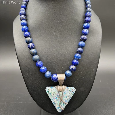 Jay King DTR 925 Sterling Silver Reversible Opal Onyx Lapis Bead Necklace - Image 1 of 4