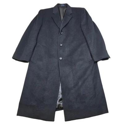 Sobretudo de lã Stafford masculino grande 44R preto ajuste clássico comprimento total - Imagem 1 de 4