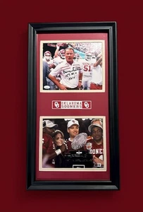 Barry Switzer & Bob Stoops Signed 8x10 Photos Framed 12x24 Display (JSA, BAS) - Picture 1 of 10