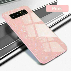 For Samsung Galaxy S10 Marble Protective Tempered Glass Hard Phone Cover Pink - Picture 1 of 4
