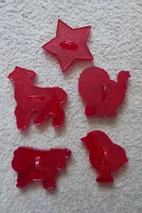 Ausstechformen ~ rot durchscheinend ~ Vintage HRM ~ mit Griffen ~ Menge 5 ~ USA - Bild 1 von 4