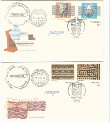 Venezuela: 1987; 2 FDC of indigenous crafts signatures of personalities EBV1608 - Image 1 of 2