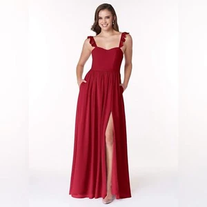 NWT AZAZIE METZ Scarlet A-Line Sweetheart Ruched Chiffon Dress SIZE 4 A4 - Picture 1 of 10