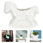 White Ceramics Trojan Flower Pot Desktop Container Hobbyhorse Figures Decor