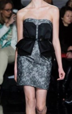 JASON WU 2013 系列黑色蕾丝覆盖无肩带紧身胸衣裙,尺寸 2 — 第 1/4 张图片