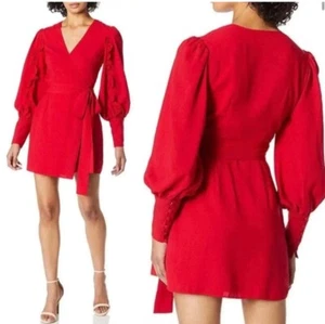 Keepsake The Label Wrap Ruffle Sleeve Forget You Red Dress Size XS - Picture 1 of 14