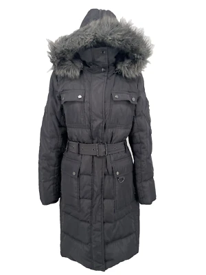 Maxi Abrigo Ralph Lauren Con Capucha Relleno Mujer S Puffer Cinturón Largo Carbón Foto 1 de 4