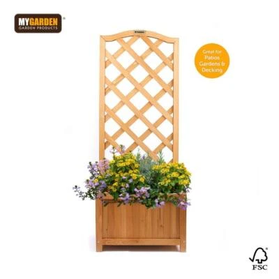 Wooden Lattice Trellis Planter Garden Plant Flower Outdoor Patio Pot Box 1967 - Image 1 of 4