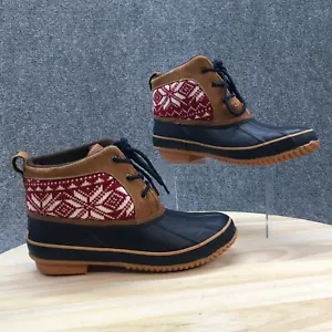 Khombu Duck Boots Womens 9 M Helen Casual Mid Calf Lace Up Red Blue Brown Round - Picture 1 of 11