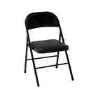 Deluxe Vinyl Padded Seat And Metal Back Folding Chair, Double Braced, Black