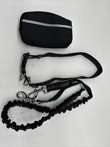 Dog Leash Belt Hands Free Running Jogging Walking Waist Pouch with Bungee Leash - Picture 1 of 6