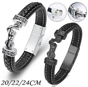 Motorcycle Cremation Bracelet for Ashes for Men Braided Leather Wristband Bangle - Picture 1 of 32