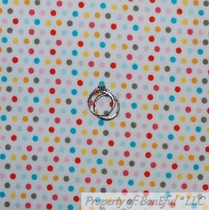 BonEful Fabric FQ Cotton Quilt Flannel White Pink Blue Yellow Baby Boy Girl Dot - Picture 1 of 14