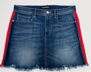 Women's Express Blue Denim skirt Side-Striped Jean skirt sz 6 - Picture 1 of 4