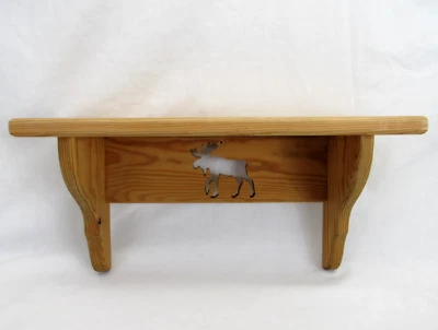 Vintage Wood Wall Shelf Cut-Out Moose Handmade Country cabin Rustic 16” X 5.5” - Image 1 of 4