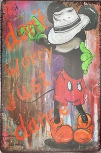 Hip Hop Mickey “Don’t Worry Just Dance” Tin Sign 8”x12” - Picture 1 of 1